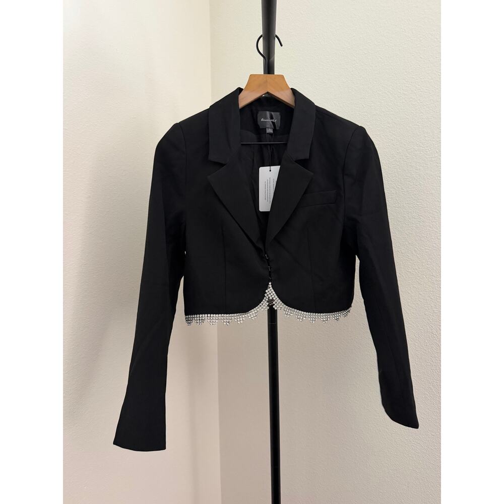 Line and dot Vaughn rhinestone black crop jacket size L - Picture 2 of 4